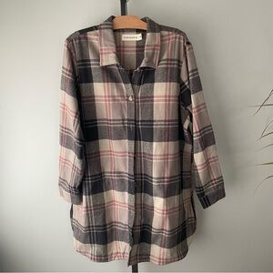 Caposhie Vancouver Plaid Shacket Shirt Jacket Long Longline Womens Size XL